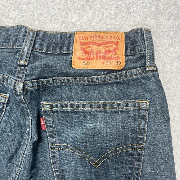 Levis Jeans Mens 29x28 Blue 527 Bootcut Cowboy Western Denim Distress (Tag 30x30 - Picture 9 of 10